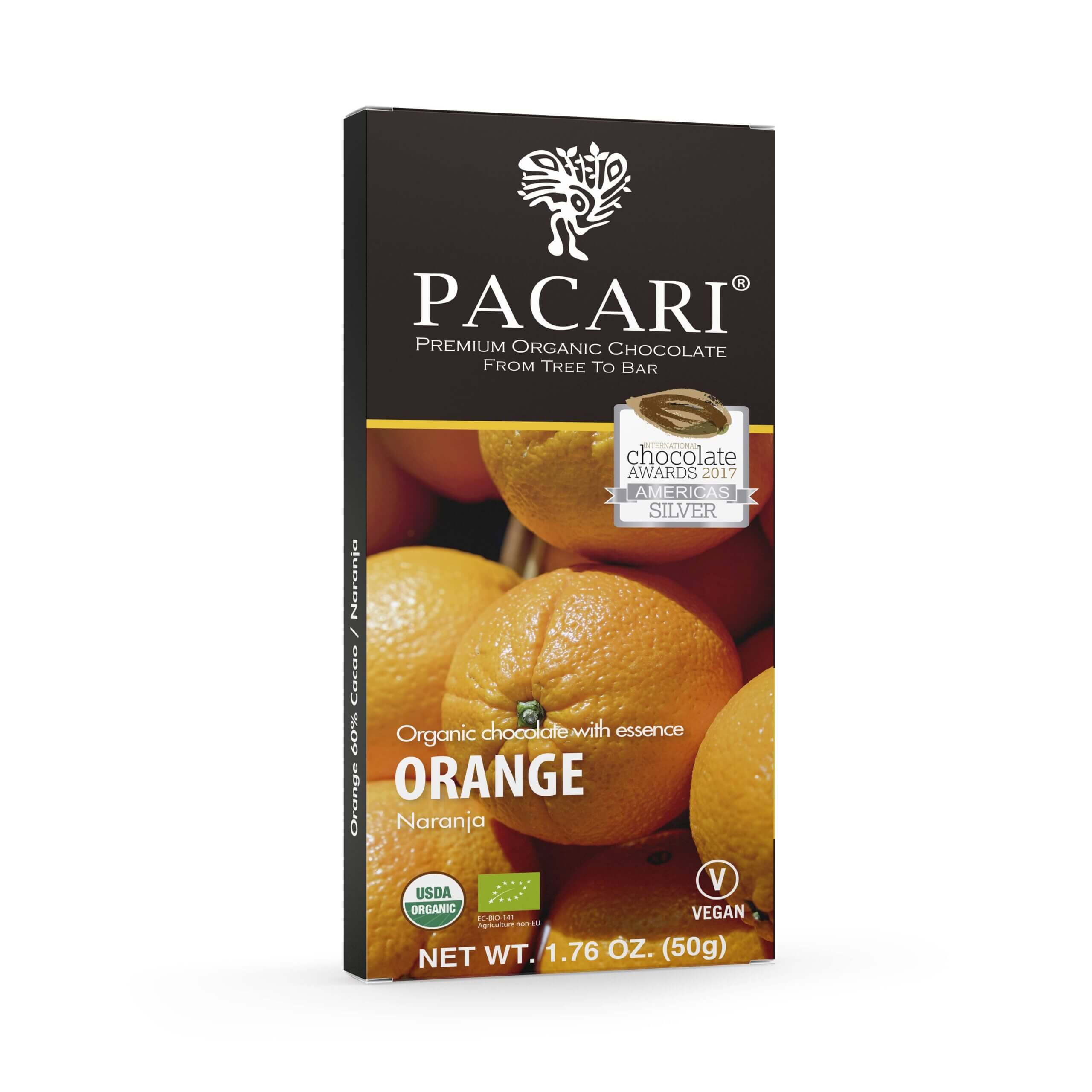 Pacari Orange 50gr Chocolate Bar 60% Cacao